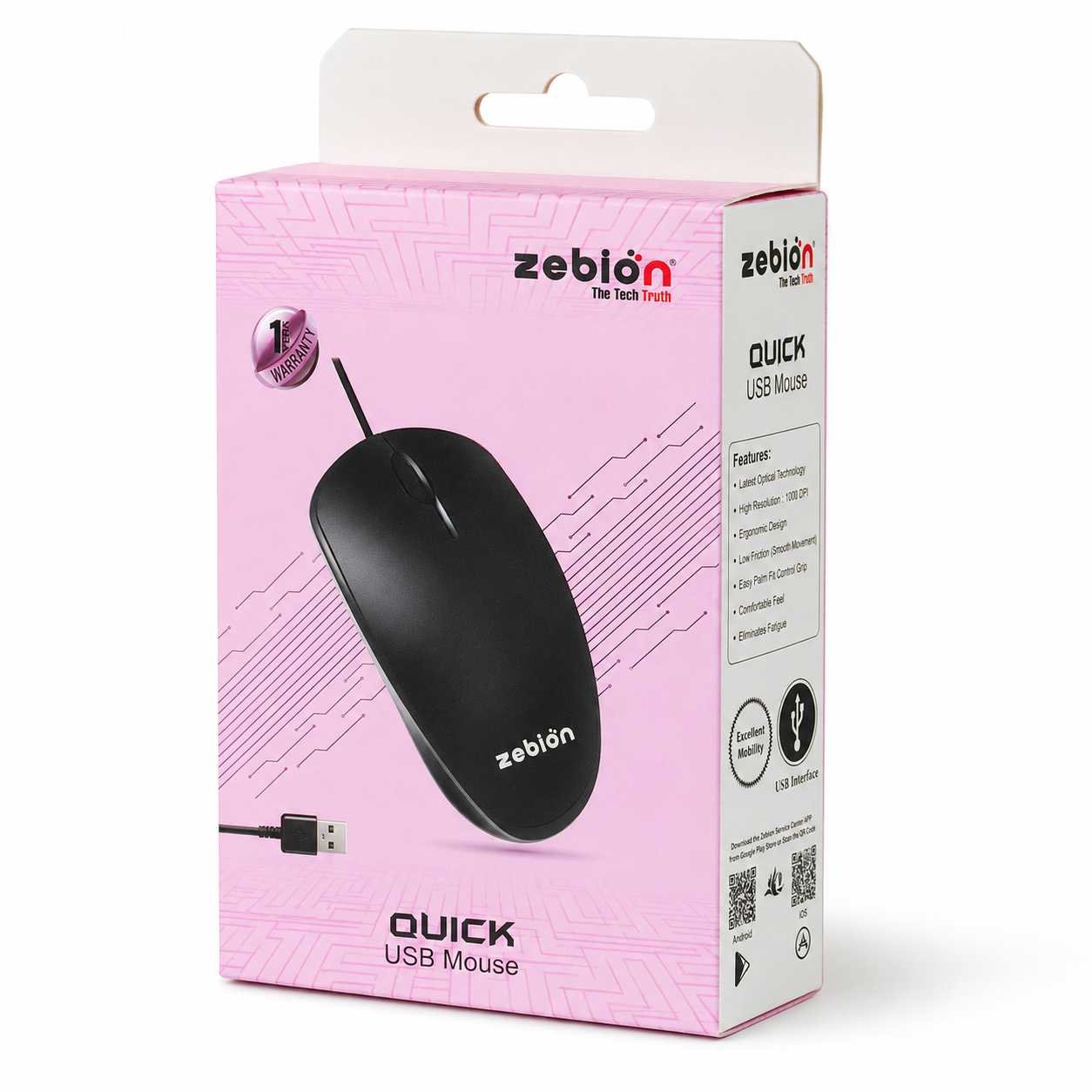 Zebion Quick USB Mouse – Wired Optical Mouse