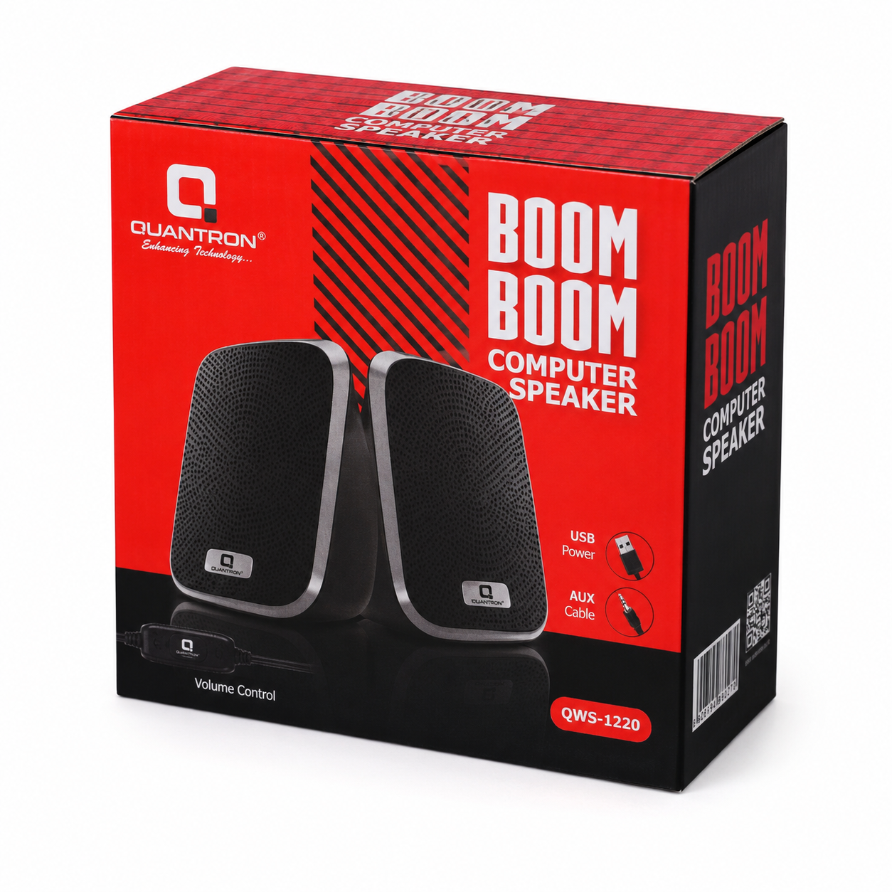 Quantron Boom Boom QWS-1220 Computer Speaker with USB Power &amp; AUX Cable